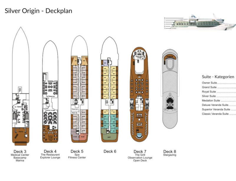 Luxusschiff Galapagos Silver Origin Deckplan