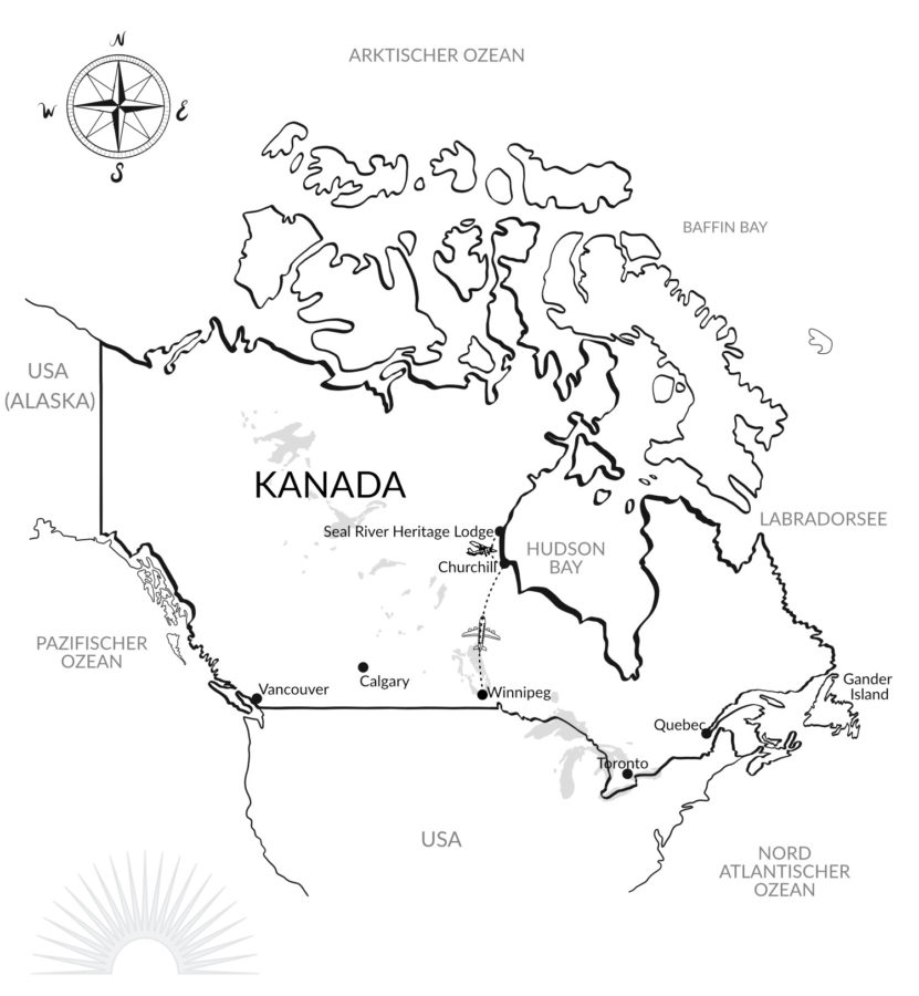 Luxusrundreise Churchill Lodges Eisbär Kanada Karte