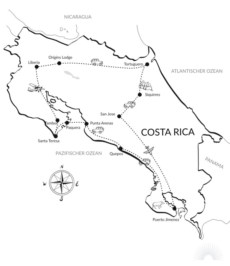 Luxusrundreise Costa Rica Naturparadies Karte
