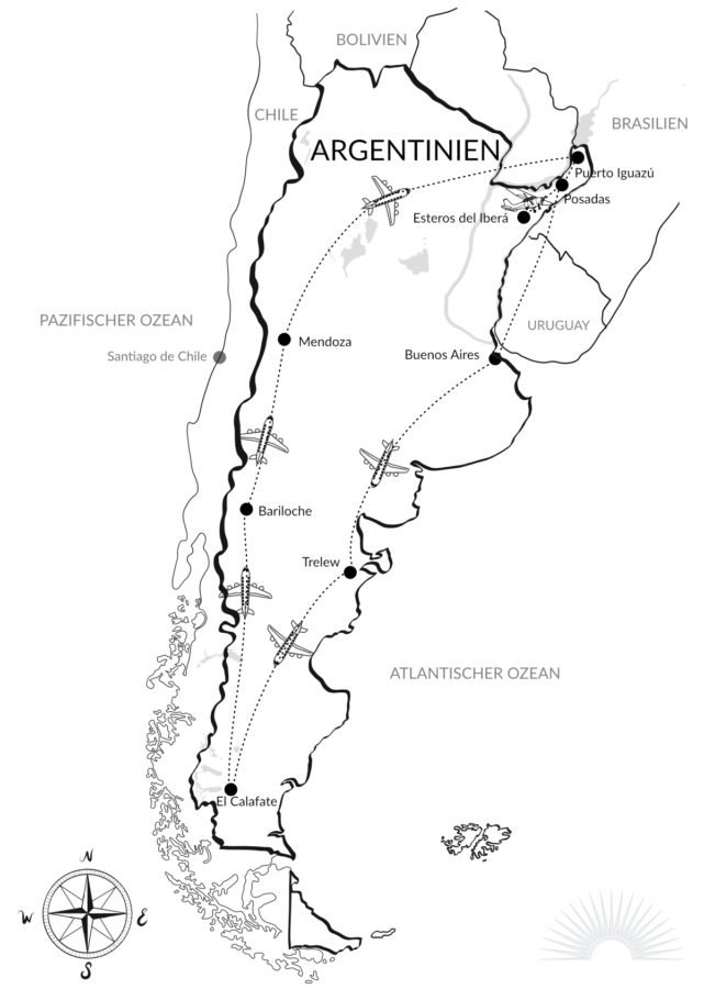 Luxusrundreise Karte Argentinien Intensiv