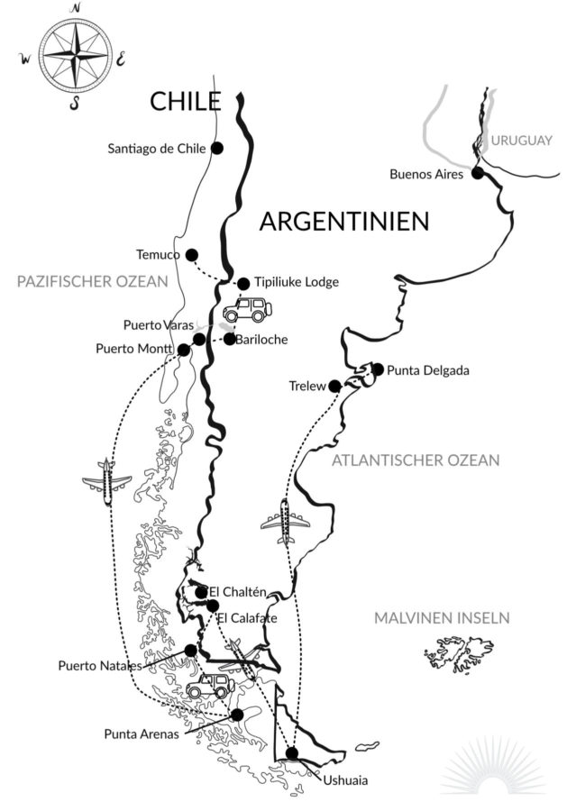 Luxusrundreise Patagonien Intensiv Karte
