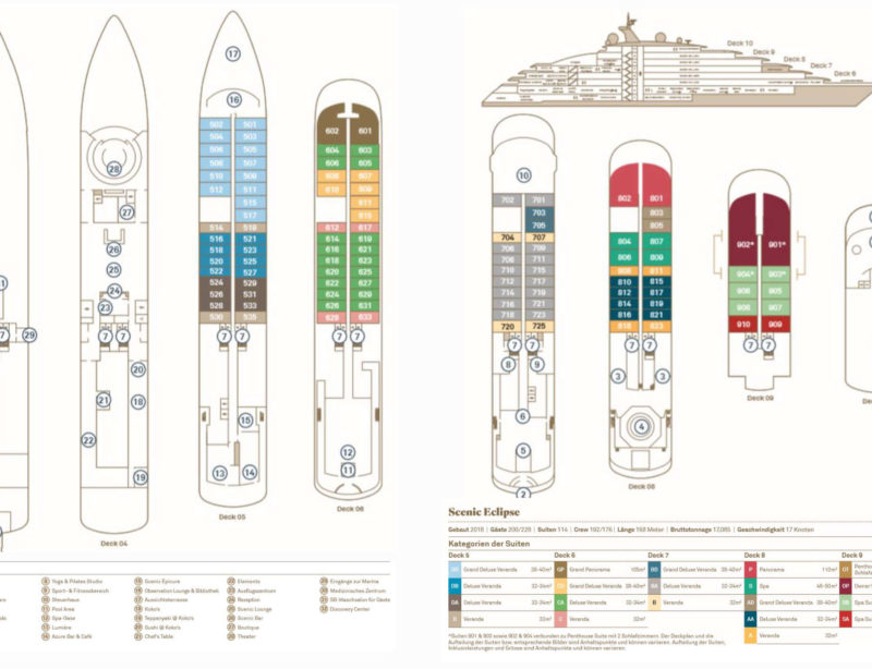 Luxusschiff Scenic Eclipse Deckplan für Web